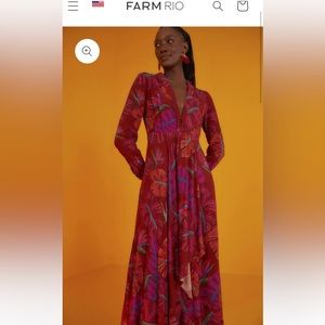 NWT Red Delicate Leaves Maxi Dress Sz M